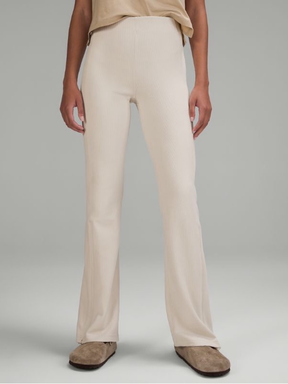 NWT Lululemon Brushed Softstreme Rib Zip Flare white opal ivory size 6 32.5''